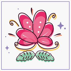 Isolated sketch of a colored flower