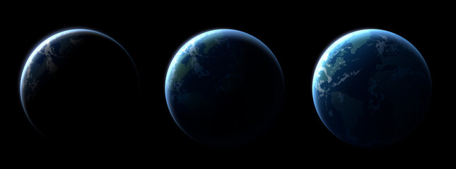 earth illustration crescent gradation 2