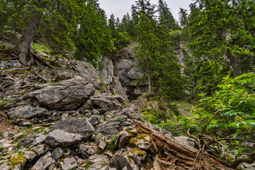 Giant rock halls of the Schneckenloch karst cave near Schoenenbach in Austria