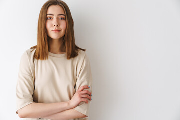 Obraz premium Portrait of a young red haired white casual woman