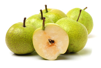 pears on a white background