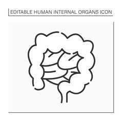 Intestines line icon. Gastrointestinal tract part. Digestive system. Medical treatment. Body parts. Human internal organs concept.Isolated vector illustration.Editable stroke