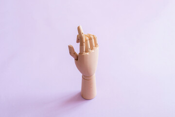 simple isolated wooden hand gesture, simple abstract object mannequin