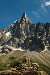 Fototapeta na wymiar Le Dru dans le massif du mont Blanc à Chamonix-Mont-Blanc, Haute-Savoie, France