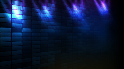 Obraz premium abstract futuristic background of blue brick and lighting spotlgiht stage background