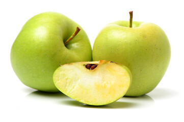 Green apple on white background