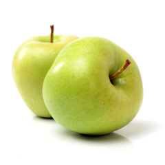 Green apple on white background