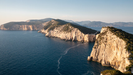 Fototapeta premium Aerial view at majestic landscape of island Lefkada, Cape of Ducato.