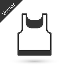 Grey Sleeveless sport t-shirt icon isolated on white background. Vector