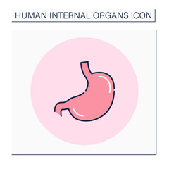 Stomach color icon.Medical treatment. Body parts. Digestive organ. Human internal organs concept.Isolated vector illustration