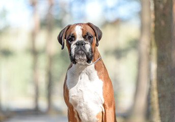 Fototapeta premium German boxer in the park in the summer