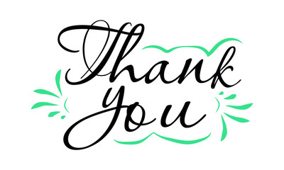 Thank you - handwritten. Can be used as a quote, phrase for postcards, banners, posters, clothing design.