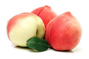 ripe peach on white background 