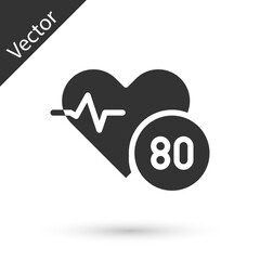 Grey Heart rate icon isolated on white background. Heartbeat sign. Heart pulse icon. Cardiogram icon. Vector