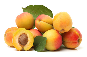 ripe peach on white background 
