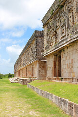 The Governor palace, famous building at Uxmal archaeological and historical site, ancient Mayan city, representative of the Puuc architectural style, Yucatan, Mexic