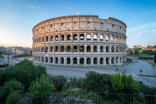 Colosseum in Rome at sunrise, Italy