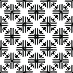 floral seamless pattern background.Geometric ornament for wallpapers and backgrounds. Black and white pattern. 
