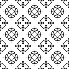 floral seamless pattern background.Geometric ornament for wallpapers and backgrounds. Black and white pattern. 
