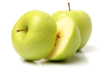 Green apple on white background