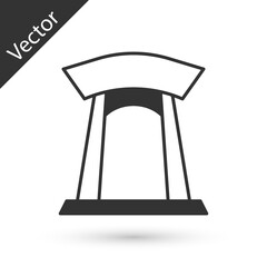 Grey Korean traditional gate icon isolated on white background. Vector