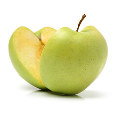 Green apple on white background