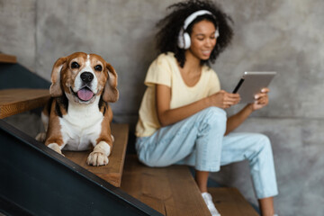 Young smiling african woman in casual wear