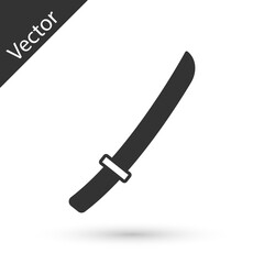 Grey Traditional Japanese katana icon isolated on white background. Japanese sword. Vector