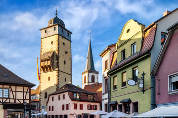 Fototapeta na wymiar The Bayersturm in the old town of Lohr am Main, Bavaria