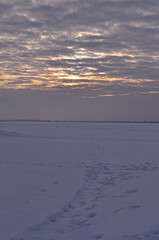 sunset in the snow