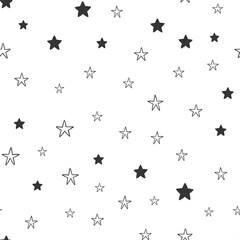 Star doodles seamless pattern. Hand drawn stars illustrations, background texture. Monochromatic.