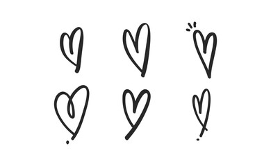 Hand drawn hearts. Love symbol. Illustration doodles.