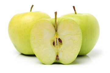Green apple on white background