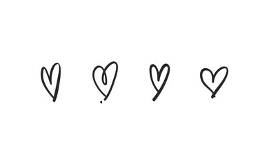 Hand drawn hearts doodle collection. Valentine's day romance illustration set.