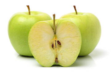 Green apple on white background