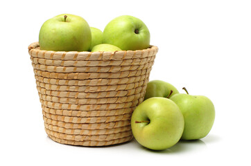 Green apple on white background