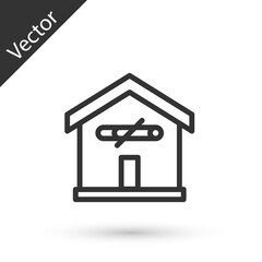 Grey line No smoking at home icon isolated on white background. Area no smoking house. Vector