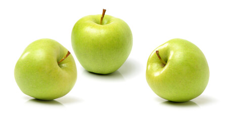 green apples on white background