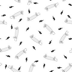 Vector pattern with skateboards and the lightning