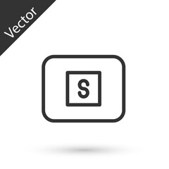 Grey line Stop media button icon isolated on white background. Vector