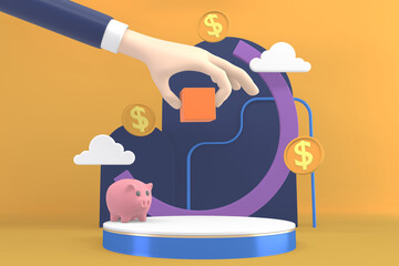 Business 3D ,minimalist, mockup business abstract colorful cartoon. 3d rendering