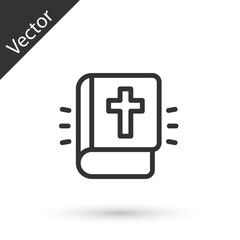 Fototapeta premium Grey line Holy bible book icon isolated on white background. Vector