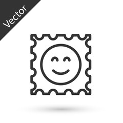 Grey line LSD acid mark icon isolated on white background. Acid narcotic. Postmark. Postage stamp. Health danger. Vector