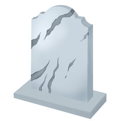 Gray gravestone for the dead. Buried in the cemetery. Mysticism, Halloween. Digital illustration isolated on a white background.