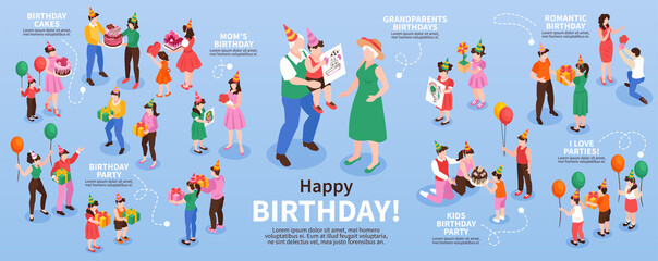 Fototapeta na wymiar Birthday Congratulation Infographic Set
