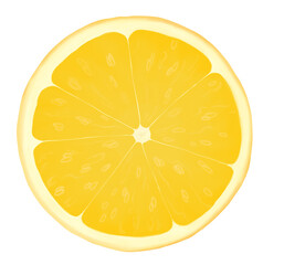 Fototapeta na wymiar Digital illustration. Lemon wedge circle. Food, citrus fruits. Isolated on a white background.