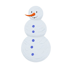 Digital illustration. Snowman from three balls. Winter, new year, snowy, christmas. Isolated on a white background.