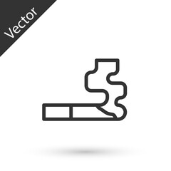 Grey line Cigarette icon isolated on white background. Tobacco sign. Smoking symbol. Vector