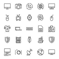 Electronics set line icons