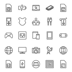 Electronics set line icons